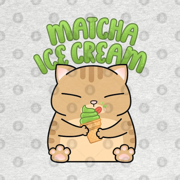 Chubby Cat Matcha Ice Cream by Takeda_Art